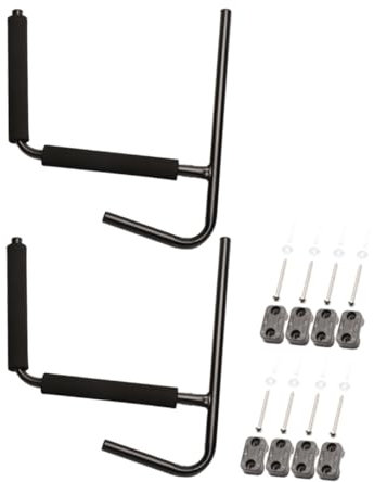 DINHEAROM 2 Pièces Support Mural Porte-Skis pour Garage étagère de Garage Murale Rack de Surf Chariot de Kayak Porte vélo Planche de Surf cintres d'échelle Métal Black