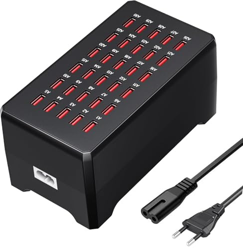 Estación de Carga 150W 30 Puertos USB, Hub Cargador Múltiple con Protección Inteligente para Teléfonos, Relojes y Tabletas