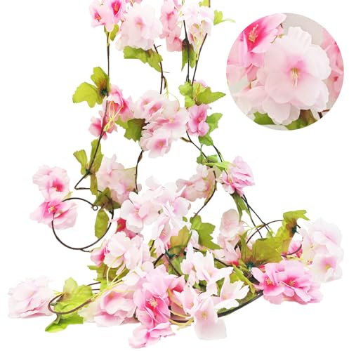 BSITSSS 2 Pezzi 230cm Rosa Fiori di Ciliegio Artificiali Fiori Ciliegio Decorativi Da Esterno Per Matrimoni Feste Giardini Stanze Decor
