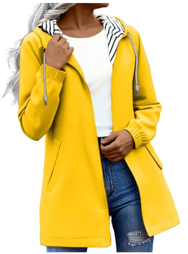 Waterproof Jacket Lightweight for Women Windbreaker Coat Long Sleeve Full Zip Raincoat Ladies Jackets Windbreaker with Hood Casual Rain Coat for Hiking Walking Cycling Outwear
