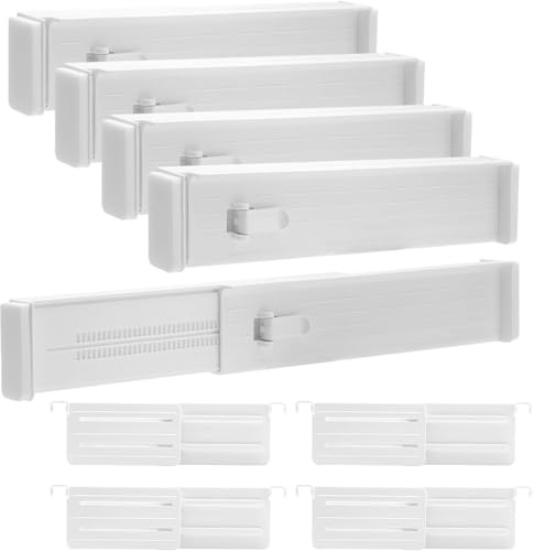 APOMOONS 12er-Set Schubladentrenner Verstellbar Schubladenteiler Organizers mit Trennstegen(32.3-56cm,6.4cm H) Kleiderschrank Schubladen Ordnungssystem FüR Kleidung Kommode BüRo Weiß
