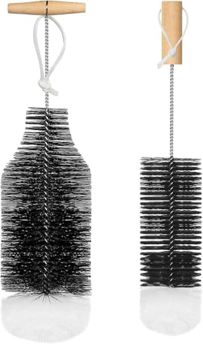 SunnyOcean Lot de 2 brosses pour Bouteilles en Verre, Nettoyeur de Bouteilles, Brosse de Nettoyage pour Bouteilles de Soda 1 L, carafes, Bouteilles d'eau, biberons