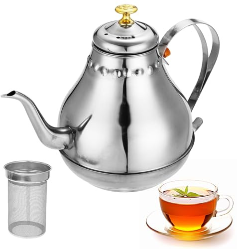Teekanne Mit Siebeinsatz, Teekanne Edelstahl Mit Siebeinsatz 1.2l, Tee Kanne, Teapot, Teebereiter Für Induktionsherd, Tropffrei, Thermo Isoliert