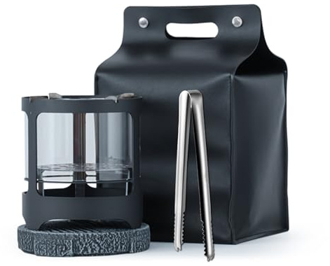 Réchaud à Charbon Portable, Réchaud de Camping avec Sac de Transport, Brasero de Table, Brasero en Verre Transparent Pour Pique-nique, Barbecue Intérieur et Extérieur