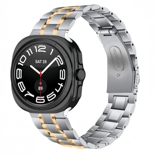 Für Samsung Galaxy Watch 8/8 Classic Five Bead Edelstahl Armband Silber/Rose Gold