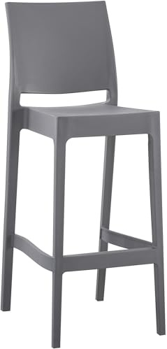 CLP Barhocker Outdoor stapelbar Flamur, Gartenhocker für draußen aus Kunststoff wetterfest UV-beständig, Stapelhocker bis 150 kg belastbar, Farbe:dunkelgrau