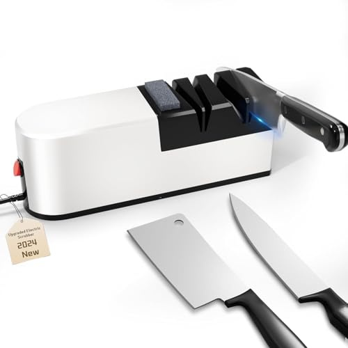 Affilacoltelli elettrico, sistema di affilatura coltelli 5 in 1 con lama dritta, affilacoltelli professionale diamantato PER affilatura grossolana, riparazione e affilatura coltelli (BH9)