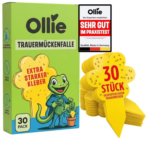 Ollie Fungus Gnat Killer [30 Pack] - Ultra-Effective Fungus Gnat Sticky Traps, Non-Toxic & Nature-Friendly Sticky Fly Trap, Safe for Kids & Pets, Alternative To Neem Oil For Plants Spray & Fly Zapper
