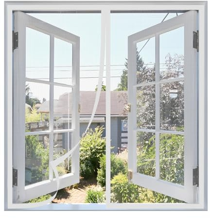 Moustiquaire Fenêtre Magnétique 120 x 100 cm, Fermeture Automatique, Sans Percer, Pour La Plupart des Fenêtres et Portes de Balcon, Blanc