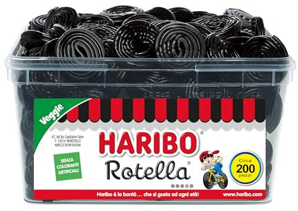 Haribo Maxi Rotelle, Caramelle Gommose, Gusto Liquirizia, Ideali Per Feste E Dolci Momenti Di Relax - Circa 200 Pezzi [1818gr]