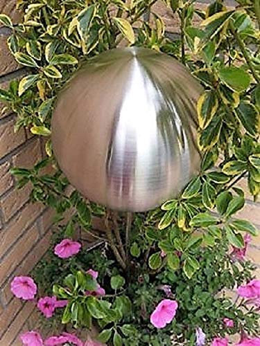 garten-wohnambiente Rosenkugel 10 cm Stab Edelstahl matt gebürstet Gartenstecker Dekokugel Dekorationskugel Kugel