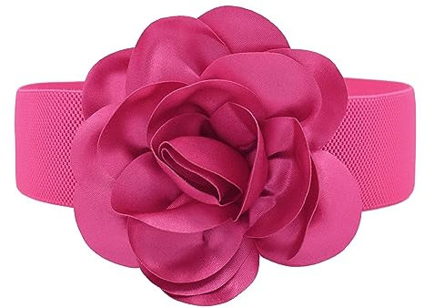 Ceinture Élastique avec Fleur Accessoire Mode Chic Uni Femmes (rose, Taille unique)