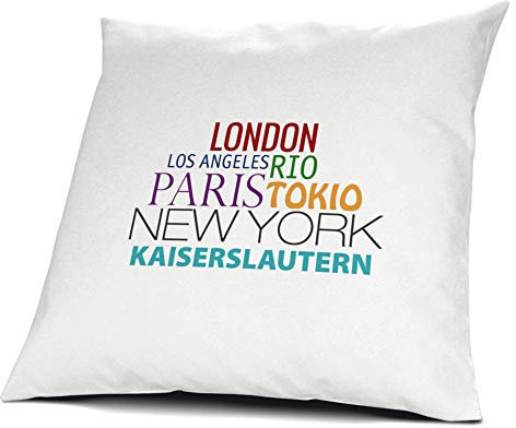 printplanet Kopfkissen Kaiserslautern, Kissen mit Füllung, Famous Cities of The World, 40 cm, 100% Baumwolle, Städtekissen, Souvenir, Geschenkidee