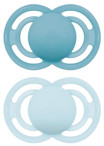 MAM Perfect Soothers | 6 Plus Months | 2 Pack | Comes in Dummy Steriliser Case | Sustainable Materials | Baby Accessories | Blue/White (Various Designs)