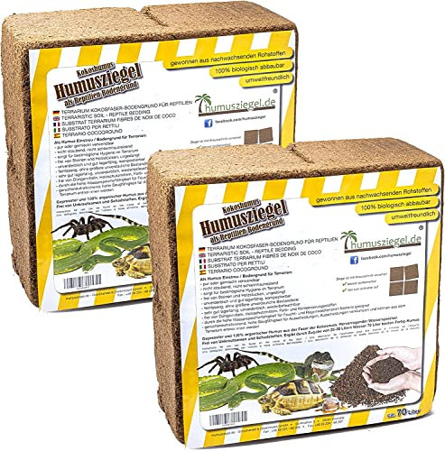 Humusziegel - 140 L Kokoseinstreu - Terrarium Erde für Reptilien - Einstreu aus Kokoserde - Humus Bodenstreu für Schildkröten - Terrariensubstrat