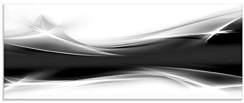ARTLAND Spritzschutz Küchenrückwand Küche Herd Glas mit Motiv 125x50 cm Design Rückwand Bad Modern Abstrakt Kunst Kreativ Schwarz Weiß T9EW