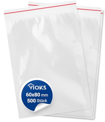 Zip Beutel Tüten 500 Stück 60 x 80 mm 6x8cm 50 Mikron mit Druckverschluss Baggies verschließbar