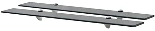 vidaXL 2X Regal Schwebend Wandregal Glasregal Glasboden Glasablage Badablage Wandablage Badregal Ablage Regale Bad Glas 80x10cm 8mm Schwarz
