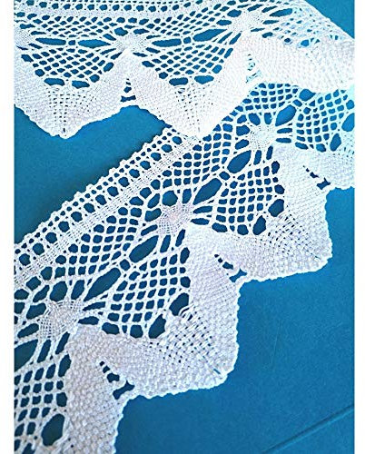 Dentelle Aux Fuseaux Festonne' De Coton Cm.8,5 Paquet Mt.10 Art.1829, BLANC