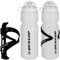TW24 Dunlop Fahrradflasche 750 ml mit Halter 2 Stück mit Farbwahl Trinkflasche Fahrrad Wasserflasche Radflasche (Weiß)