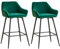 AINPECCA Bar stools Set of 2 Green Velvet Fabric Upholstered Seat with Backrest & Armrest Black Metal Legs Counter Breakfast Chairs Kitchen