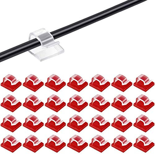 50 Stück Kabelklemme selbstklebend, Kabelführung Schwarze Kabelhalter-Organisationsklemme Hochviskose Kabelclips für Ladekabel Wand Schreibisch Cable Clips cord (Transparent)