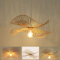 Suspension Bambou Naturel Tissé - Hauteur Réglable E27 Éclairage Lustre pour Villa, Chambre, Salon, Restaurant, Café, Bar, Couloir - Luminaire Plafond Décoratif, 45cm