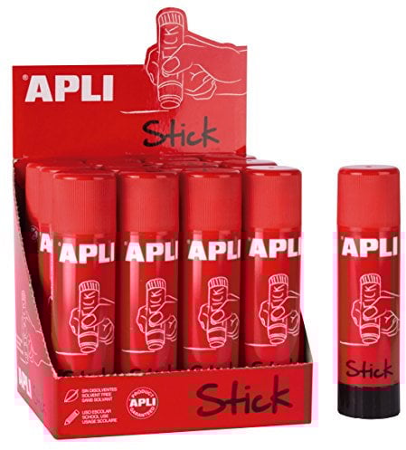APLI 18965 - Pack 12 barras adhesivas de 21 g - Pegamento en stick de uso escolar
