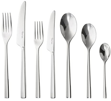 Robert Welch Blockley Bright, 84 Piece Cutlery Set for 12 People. Made from Stainless Steel. Dishwasher Safe.