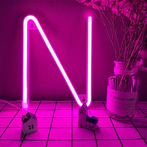 LED Neon Brief leuchten Buchstaben Zeichen 26 Alphabet Rosa Innennachtlichter Buchstaben Zeichen Batterie/USB Powered Nacht Neonlampen Kunst Dekorative Lichter für Hochzeit Geburtstagsfeier Weihnac