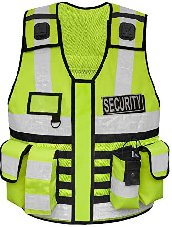 By Johanna Sicherheitsweste Schutzweste Werkschutzweste Securityweste Einsatzweste Reflektierend + Leiste 304 Gelb + 2 Patch Brandschutz Helfer 304 Gelb