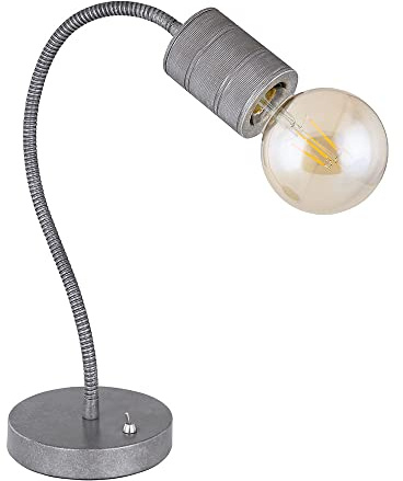 Tischlampe ohne Schirm Tischleuchte Schreibtischlampe Wohnzimmerleuchte, Metall Aluminium Silber, Spot schwenkbar E27, H 59 cm