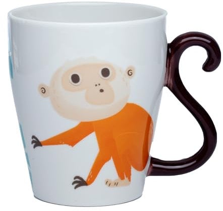 Puckator Affe Zooniverse Schwanz geformter Henkel Tasse aus Porzellan