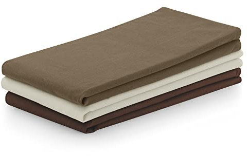 AmeliaHome 3er Set Geschirrtücher Baumwolle Küchentücher 50x70 cm Glatt Letty Beige Braun