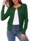 VOTEPRETTY Strickjacke Schwarz Damen Kurz Sommer Cardigan Leicht Langarm Jersey Strickmantel Herbst