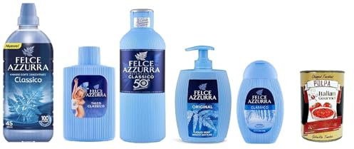 Paglieri Felce Azzurra Weichspüler Badezimmer Talkum Set Duft Classico 5 Stück + Italian Gourmet polpa 400g