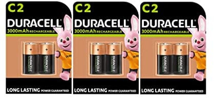 6X Duracell C Ricaricabili 3000 mAh HR14/DC1400 (3 Blister da 2 Batterie) 6 Pile