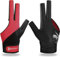YFY Billard-Pool-Handschuhe für linke Hand, 3-Finger, Spleißprozess, Snooker-Queue-Sporthandschuh, beliebte Größen für Damen und Herren, Rot, L