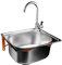 lavabo a parete, Rettangolare Cucina Lavello camper, Lavello Cucina 1 vasca, Lavello economico, lavello industriale, con Rubinetto, Lavatoio da Giardino Campeggio (48x35cm)
