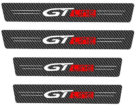 RIDGOEL 4 Stück GT-Line Auto Einstiegsleisten Schutzfolie Kohlefaser Türschweller Aufkleber für KIA Ceed Sportage K5 EV6 9 Forte Sorento KX5 Picanto Auto Tür Schritt Platte Abdeckung Lackschutzfolie