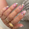 JUSTOTRY 24 Stück Lila und Weiß Blumen Mandel Nägel Zum Aufkleben Kurz,Glossy Press on Nails,Nude Oval Kunstnägel Fake Nails Mittel für Nails Art,French Fingernägel zum Aufkleben für Frauen