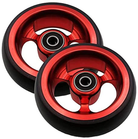LekLai Rollstuhl-Ersatzrad, 5-Zoll-Rollstuhl-Vorderrollen, Zubehör Für Sportrollstühle, Vorderrad-Ersatzrad, Nicht Aufblasbares Universalrad/Red/5Inch(2 Counts)