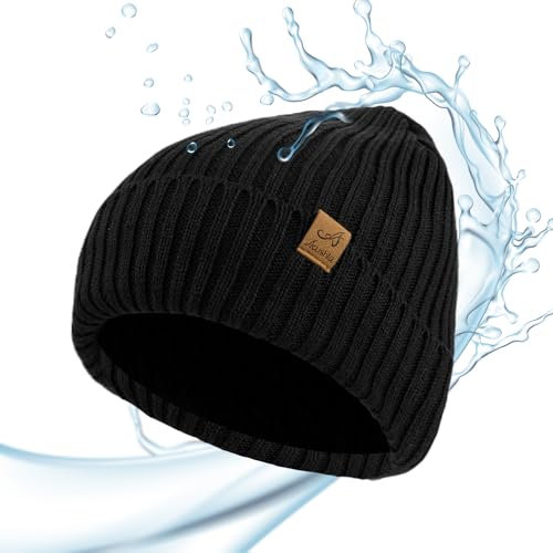 ACUSHLA wasserdichte Unisex Winter Beanie Grobstrick Mütze mit weiches Fleecefutter Warm Wintermütze für Herren und Damen