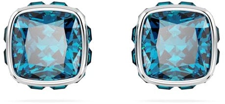 Swarovski Birthstone Ohrstecker, Kissenschliff, Dezember, Blau, Rhodiniert