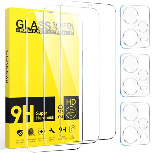 Niphabe 3 Piezas Protector Pantalla Para Xiaomi Redmi Note 12 Pro 5G (No para 4G) con 3 Piezas Protector Camara,Dureza 9H,HD Cristal Templado,Antiarañazos,Sin Burbujas,Ultra Transparente