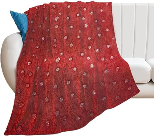 Kuscheldecke 130x150 Polka-Dot-Muster, Flanell Fleecedecke 3D Rot Weiche und Warme Decke, als Sofadecke Wohndecke Tagesdecke Wolldecken, für Kinder Erwachsene TT735