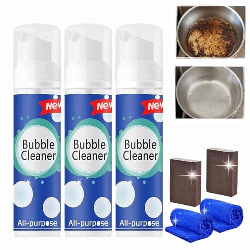 All-Purpose Rinse-Free Cleaning Spray, Bubble Cleaner All Purpose, The Bubble Cleaner, Kitchen Clean Bubble Cleaner Foam Spray, Stubborn Grease & Grime Remover Bubble Spray (100ml*3)