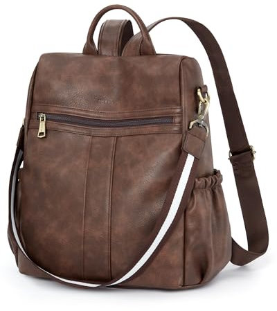 Missnine Damen Rucksack Leder Anti Diebstahl Rucksack-Geldbörse für Damenrucksack Reisetasche für Arbeit Braun