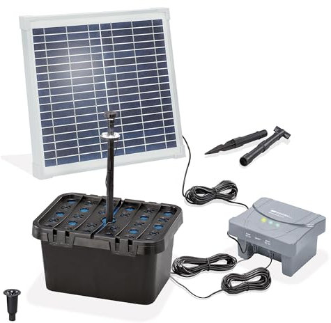 esotec Solar Teichfilterset Profi 15/550 LED, Teichfilter Komplettset mit Pumpe, LiFePo4 Akku, Solarmodul, Teichpumpe außen, mehrstufige Gartenteich Filterung, 100952