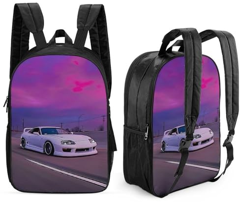 Jdm Car Street Canvas Poster Rucksack 3D-gedruckter doppelseitiger Kinderschulrucksack für Kinder Reiserucksäcke mit hoher Kapazität Büchertaschen Kinderschultasche Rucksack 17 Zoll